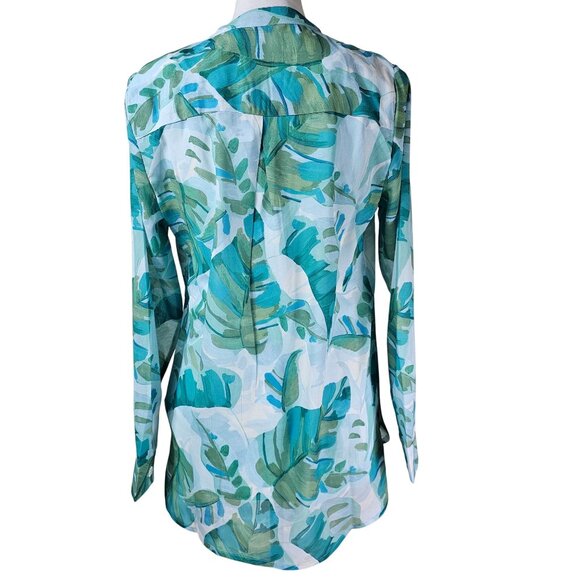 Soft Surroundings Tropical Print Button Up Blouse and Cami Set S Resort Vacation - Picture 3 of 14